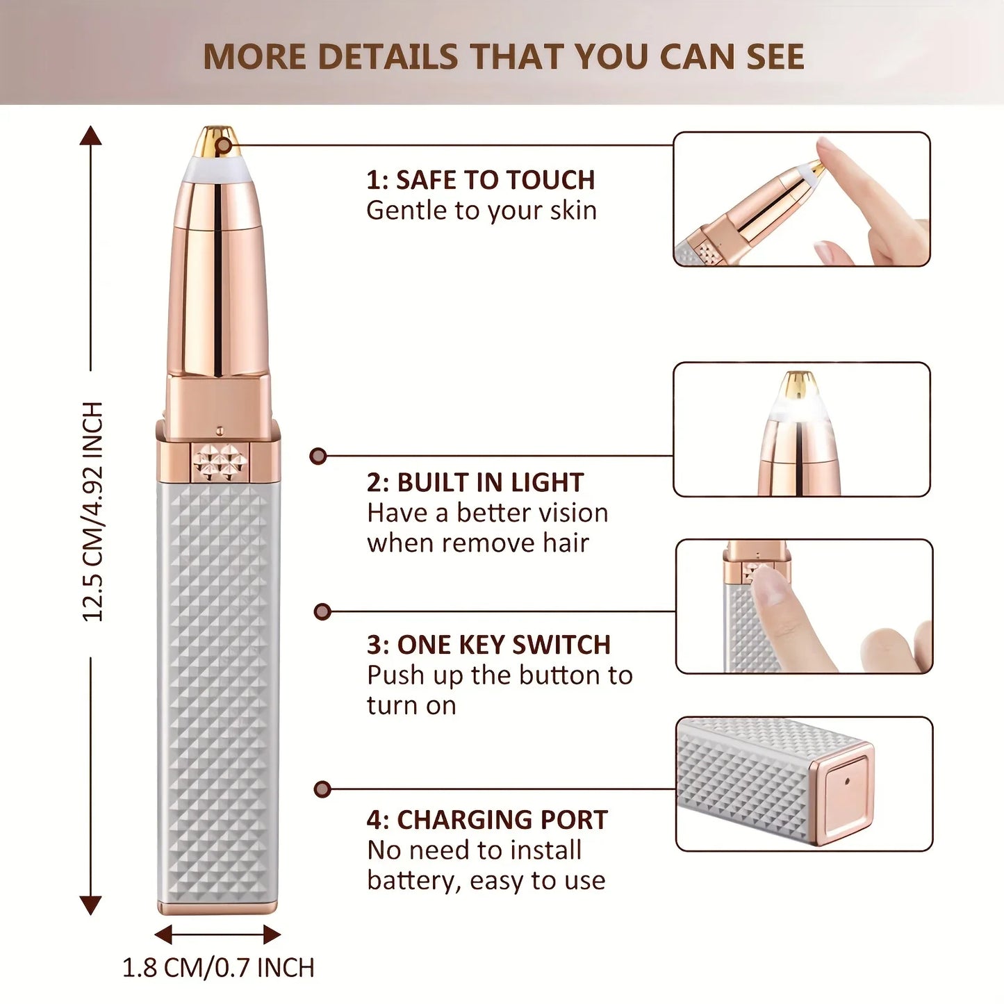 Facial Hair Remover – Eyebrow & Face Shaver for Women with LED