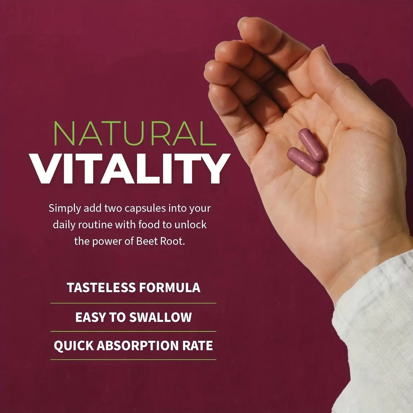 Beetroot Boost Natural Energy & Immunity Supplement 90 Capsules Supports Healthy Blood Pressure & Gut Health for Men & Women