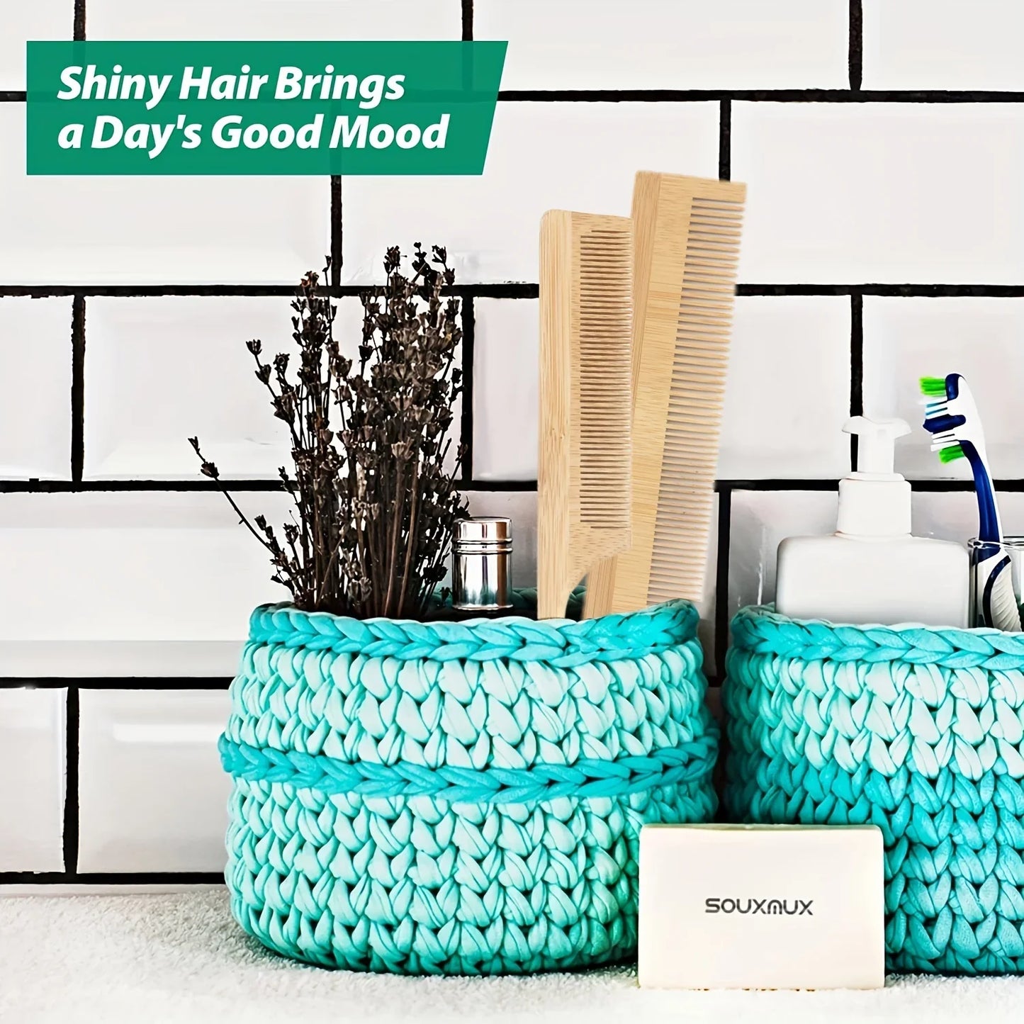 Bamboo Hair Brush Set – 6pc Eco Hair Care Kit for All Hair Types