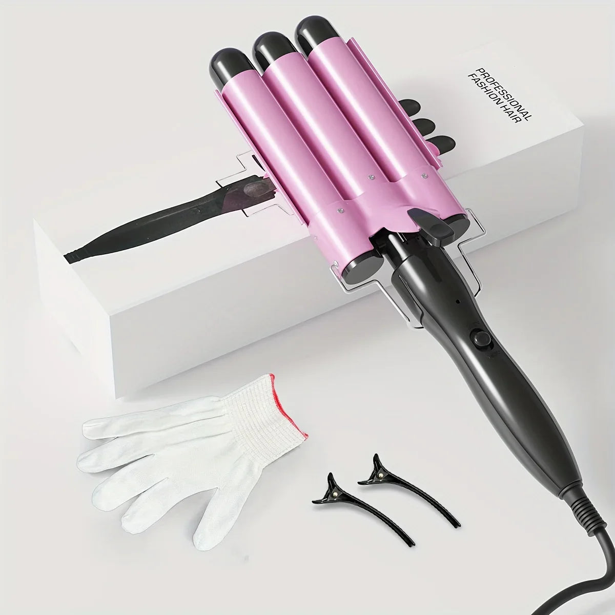 Ceramic Curling Iron – 3 Tube Hair Curler with LED & Rapid Heating