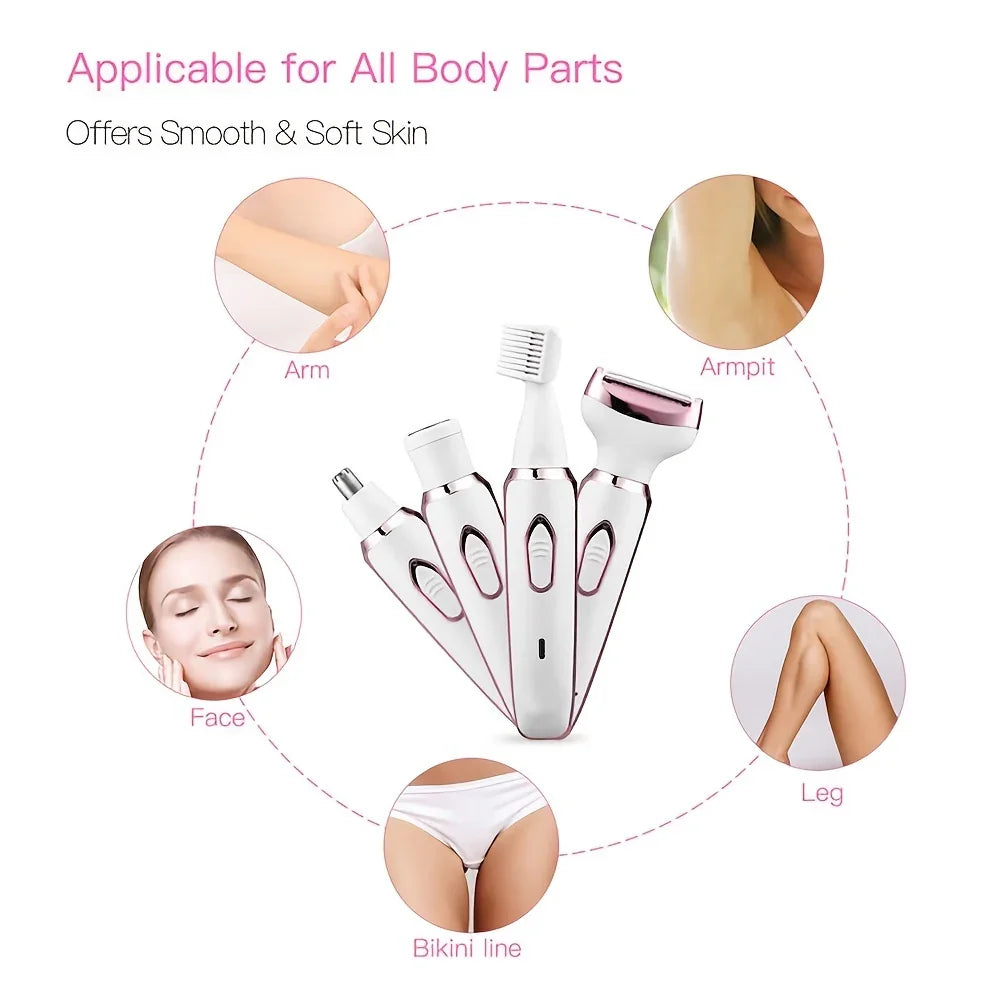 Electric Shaving Kit for Women – SmoothGlide 4-in-1 Wet/Dry Hair Remover