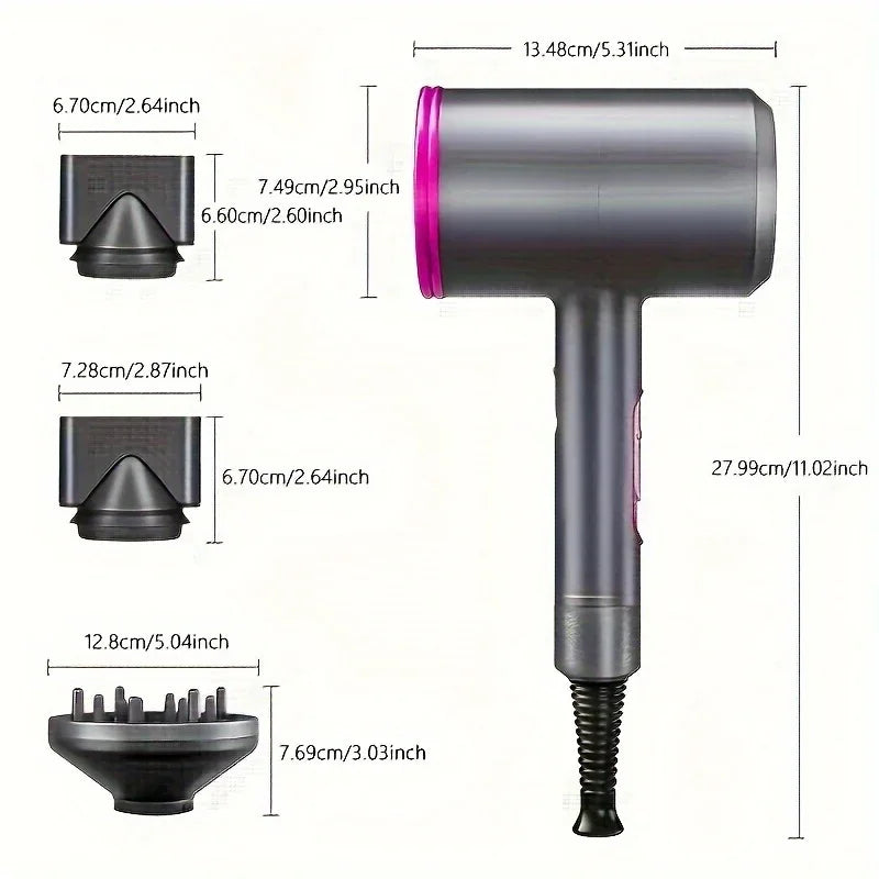 Professional Hair Dryer With Diffuser Ionic Conditioning - Powerful, Fast Hairdryer Blow Dryer, AC Motor Heat Hot And Cold Wind Constant Temperature Hair Care Without Damaging Hair