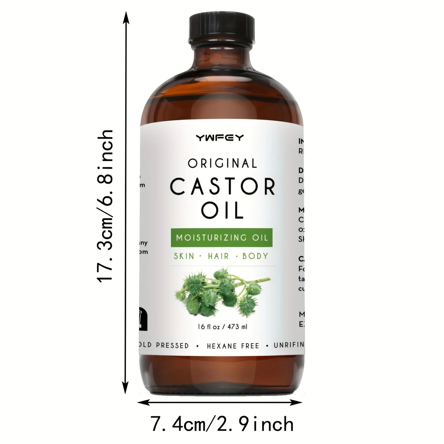 Castor Oil for Hair and Skin – 16oz Glass Bottle