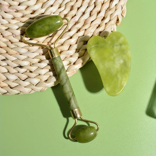 Jade Roller Set – Gua Sha and Face Massager for Natural Beauty & Glow