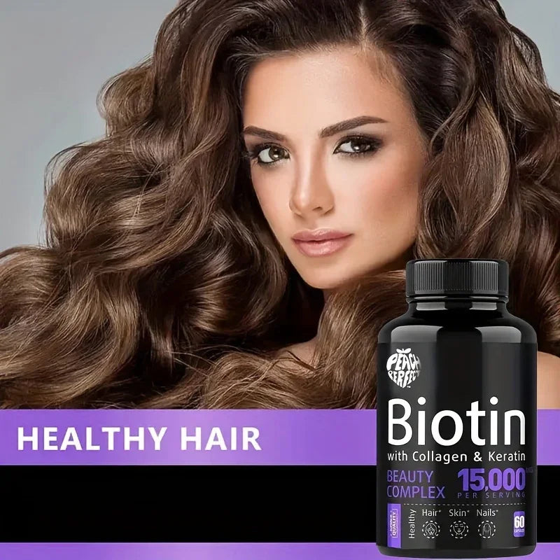 Collagen Keratin Supplement – Hair, Skin & Nail Vitamins – 60 Count Biotin Nutritional Support