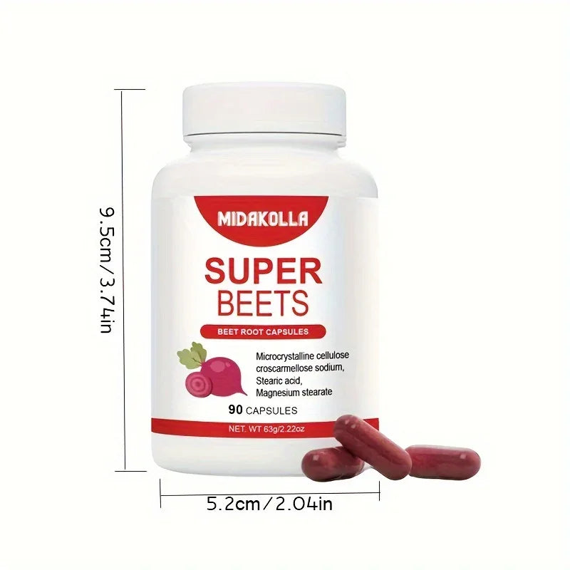 Beetroot Boost Natural Energy & Immunity Supplement 90 Capsules Supports Healthy Blood Pressure & Gut Health for Men & Women