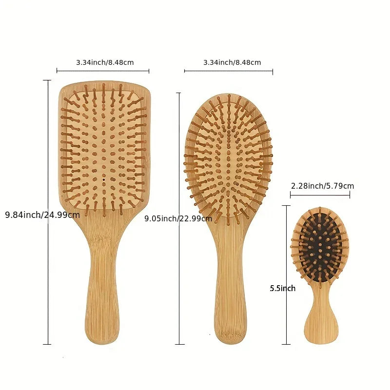 Bamboo Hair Brush Set – 6pc Eco Hair Care Kit for All Hair Types
