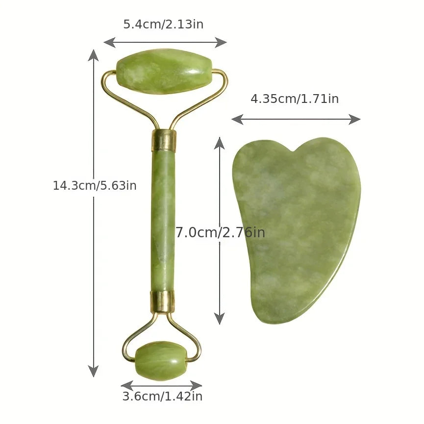 Jade Roller Set – Gua Sha and Face Massager for Natural Beauty & Glow
