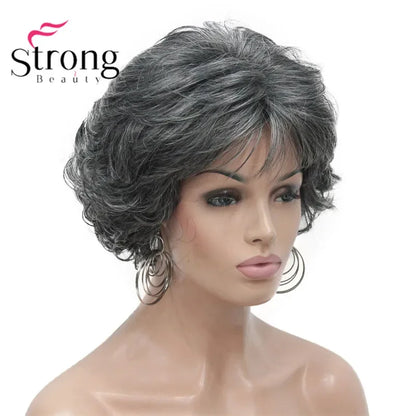 Dark Auburn Short Curly Synthetic Hair Wig Thick Average