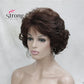 Dark Auburn Short Curly Synthetic Hair Wig Thick Average