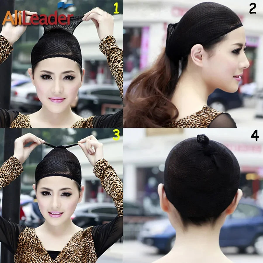 Nylon Hair Net Wig Cap with Elastic Open Ended Breathable Mesh Hairnet