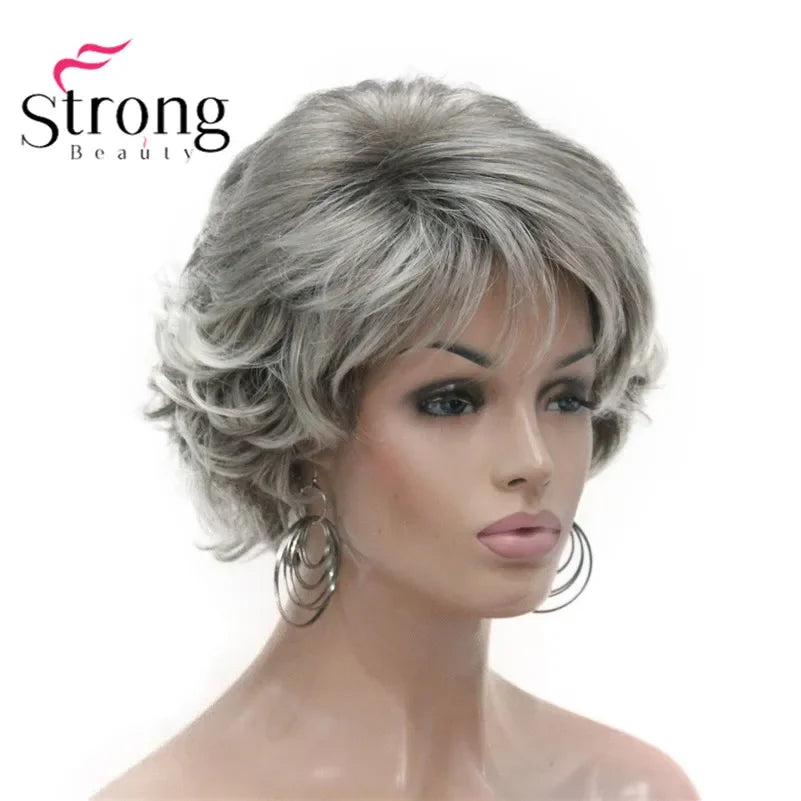 Dark Auburn Short Curly Synthetic Hair Wig Thick Average