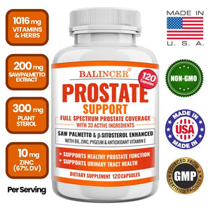 Balincer Men's Advanced Prostate Health Formula – Saw Palmetto & 33 Natural Ingredients