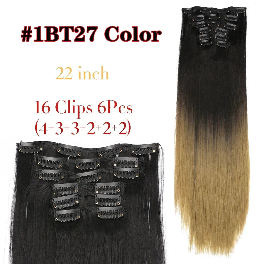 Alileader Synthetic Clip-on Hair Extensions Straight/Curly