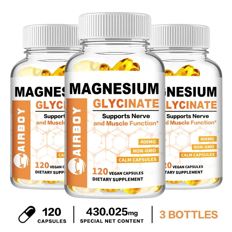 Magnesium Glycinate Capsules -  Support Bone Immune System,Heart Health Mineral Supplement Help Natural Sleep