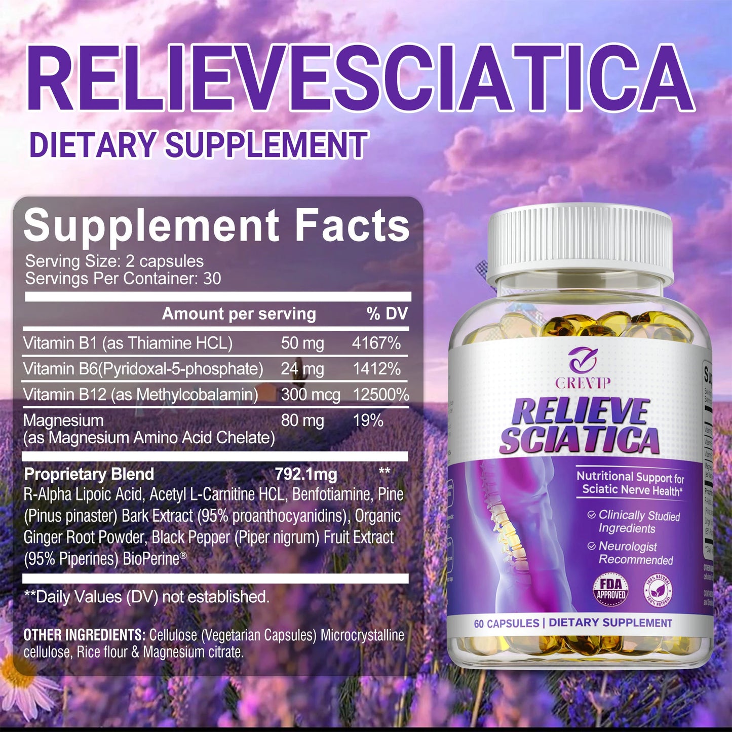 GREVIP Sciatica Relief – Alpha Lipoic Acid Supplement for Nerve Comfort