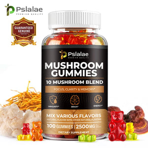 Pslalae Mushroom Gummies – 10-Mushroom Complex for Brain, Energy & Immunity