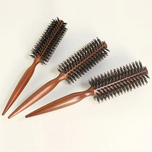 6 Style Wood Handle Round Rolling Brush Straight Twill Hair Comb Boar Bristle Round Barrel Hair Curling Brush Hairdressing Tool