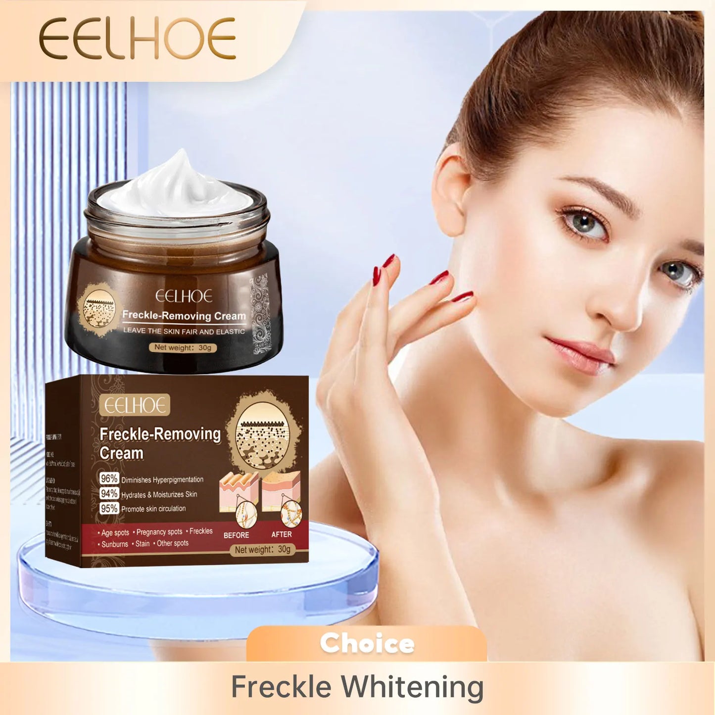 Freckle Whitening Cream Dark Spots Correction Fade Pigment Melasma Removal Blemish Brightening Deep Moisturizing Acne Treatment
