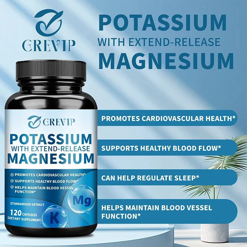 Potassium Magnesium - Support Bone Health, Muscle Spasms, Beauty, Improve Sleep Quality