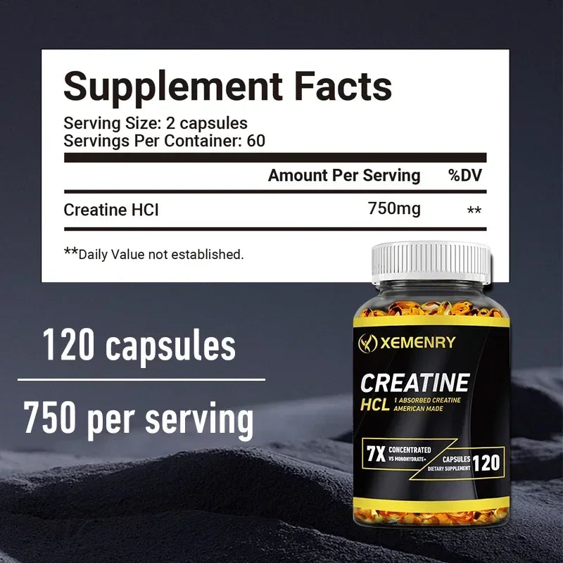 Xemenry Creatine HCl Capsules – Muscle, Energy & Cognitive Boost