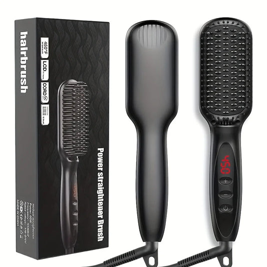 Ceramic Hair Straightener Brush for Smooth, Shiny Hair