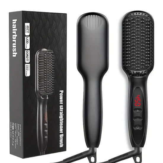 Ceramic Hair Straightener Brush for Smooth, Shiny Hair
