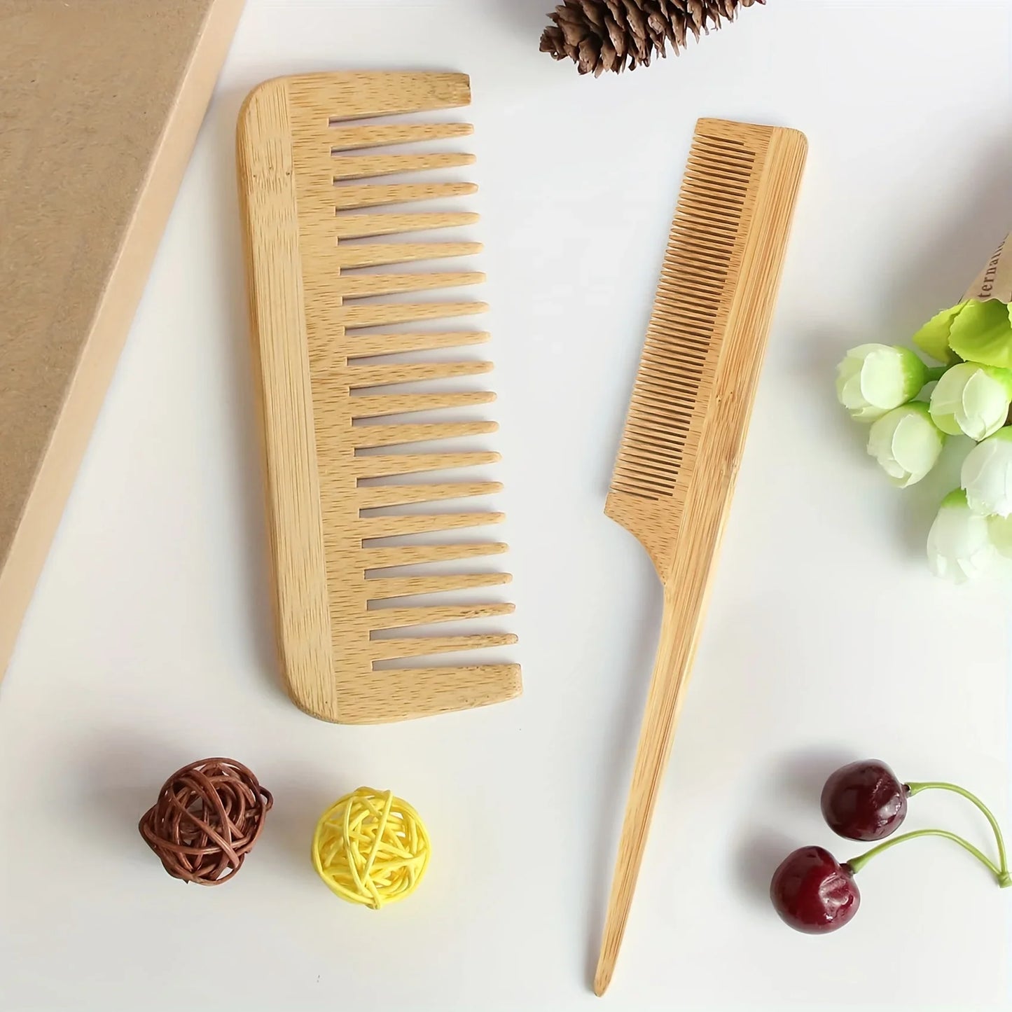Bamboo Hair Brush Set – 6pc Eco Hair Care Kit for All Hair Types