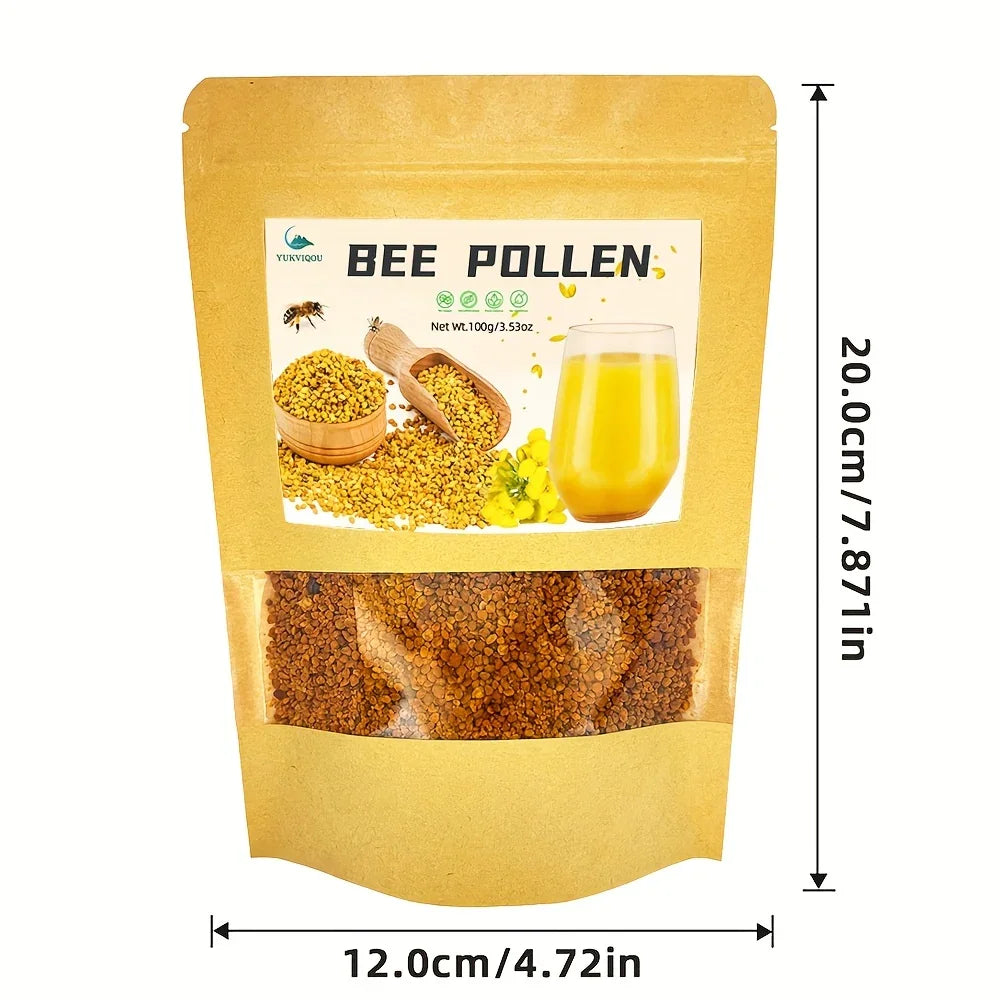 Hypoallergenic Pure Bee Pollen 3.52oz Natural Granules Rich in Amino Acids & Vitamins for Allergy Relief Enhanced Immunity Ideal for Juices Smoothies Latex-Free