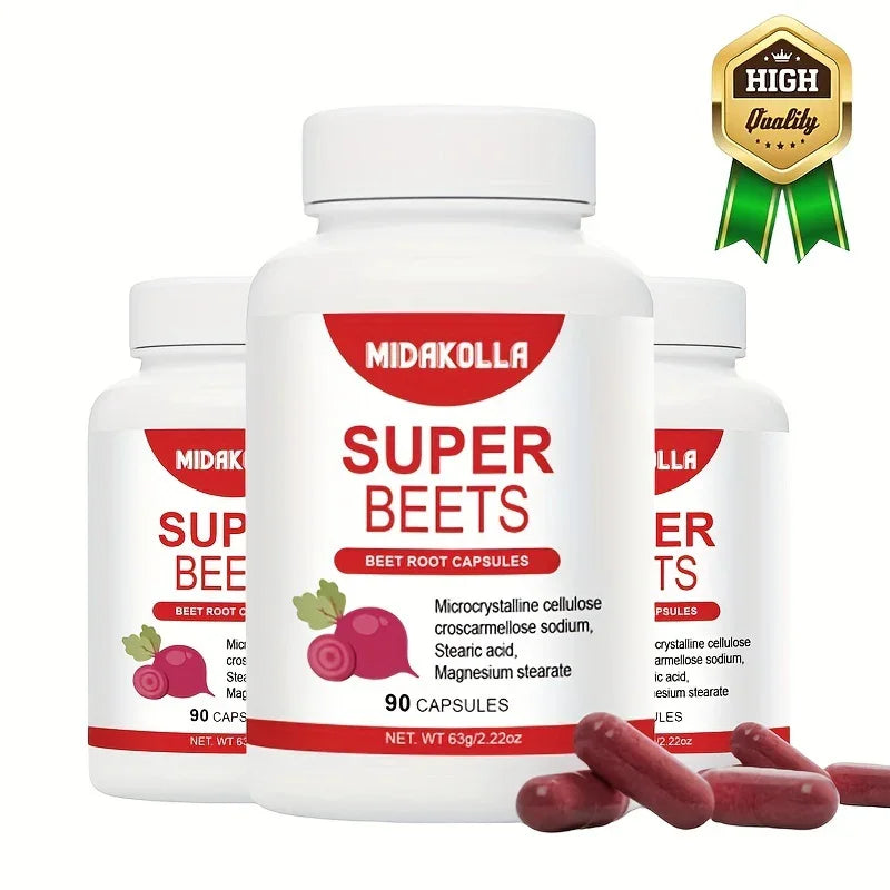 Beetroot Boost Natural Energy & Immunity Supplement 90 Capsules Supports Healthy Blood Pressure & Gut Health for Men & Women