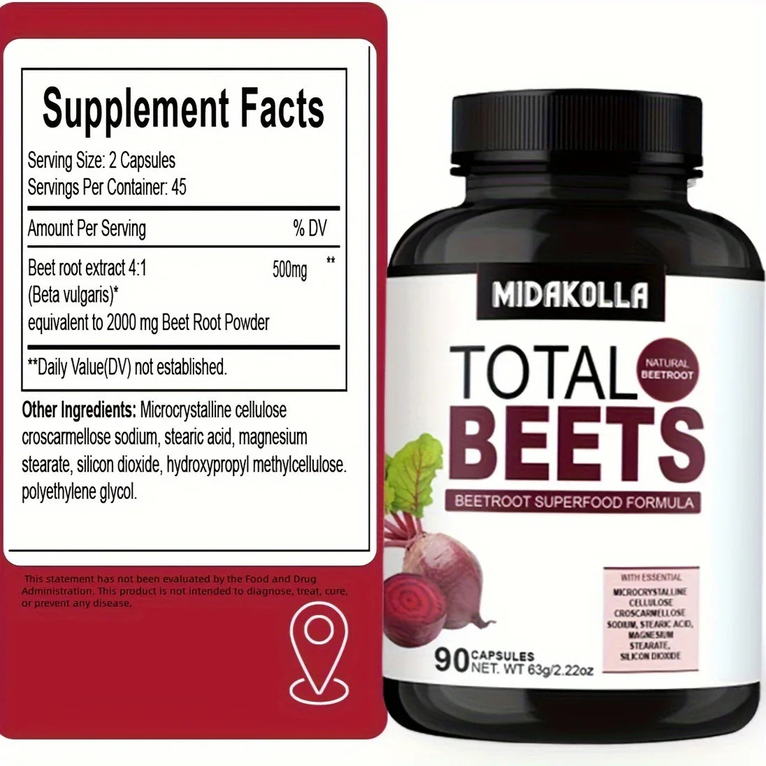 Beetroot Energy Boosters – Circulation, Immunity & Gut Health – 90 Capsules for Men & Women