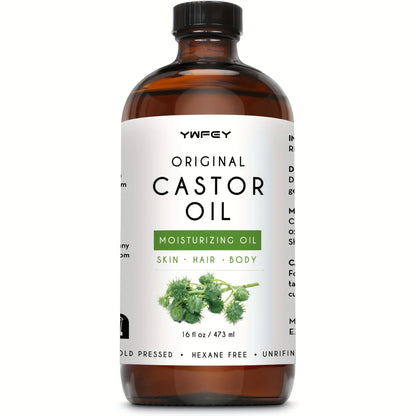 Castor Oil for Hair and Skin – 16oz Glass Bottle