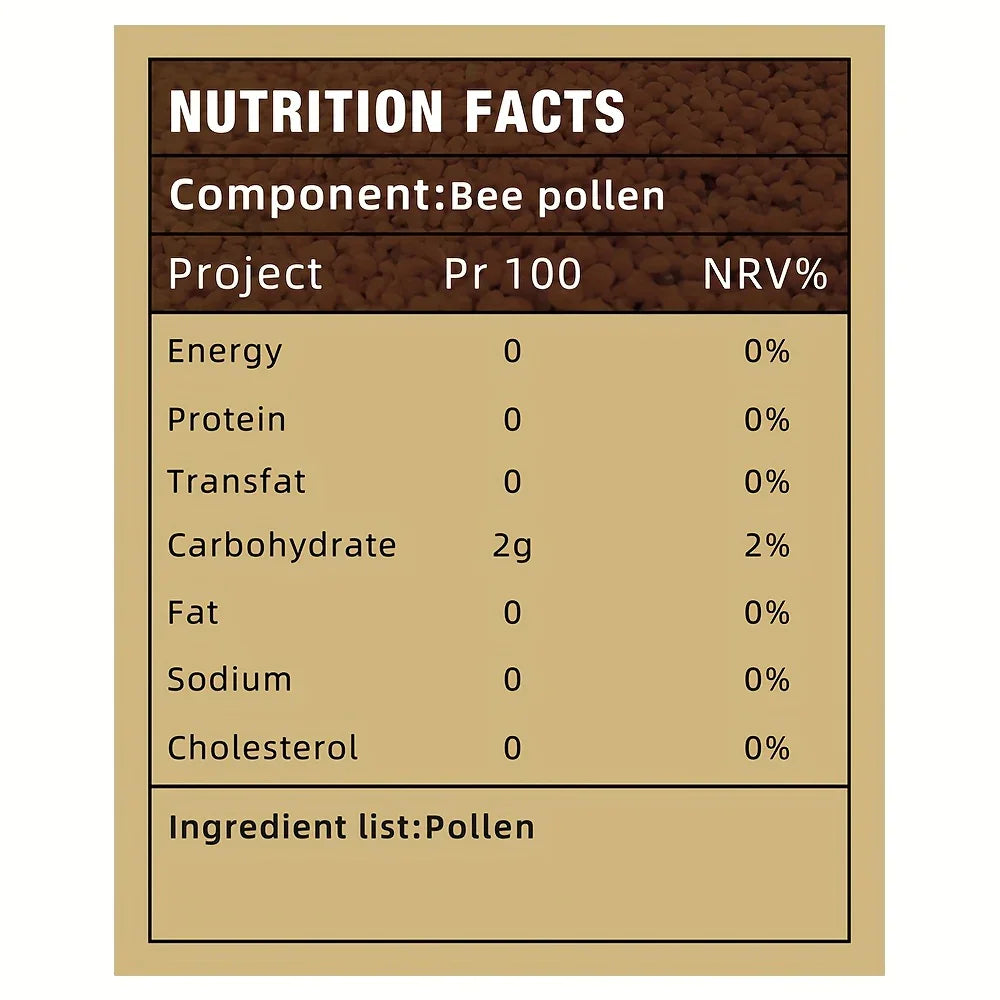 Hypoallergenic Pure Bee Pollen 3.52oz Natural Granules Rich in Amino Acids & Vitamins for Allergy Relief Enhanced Immunity Ideal for Juices Smoothies Latex-Free