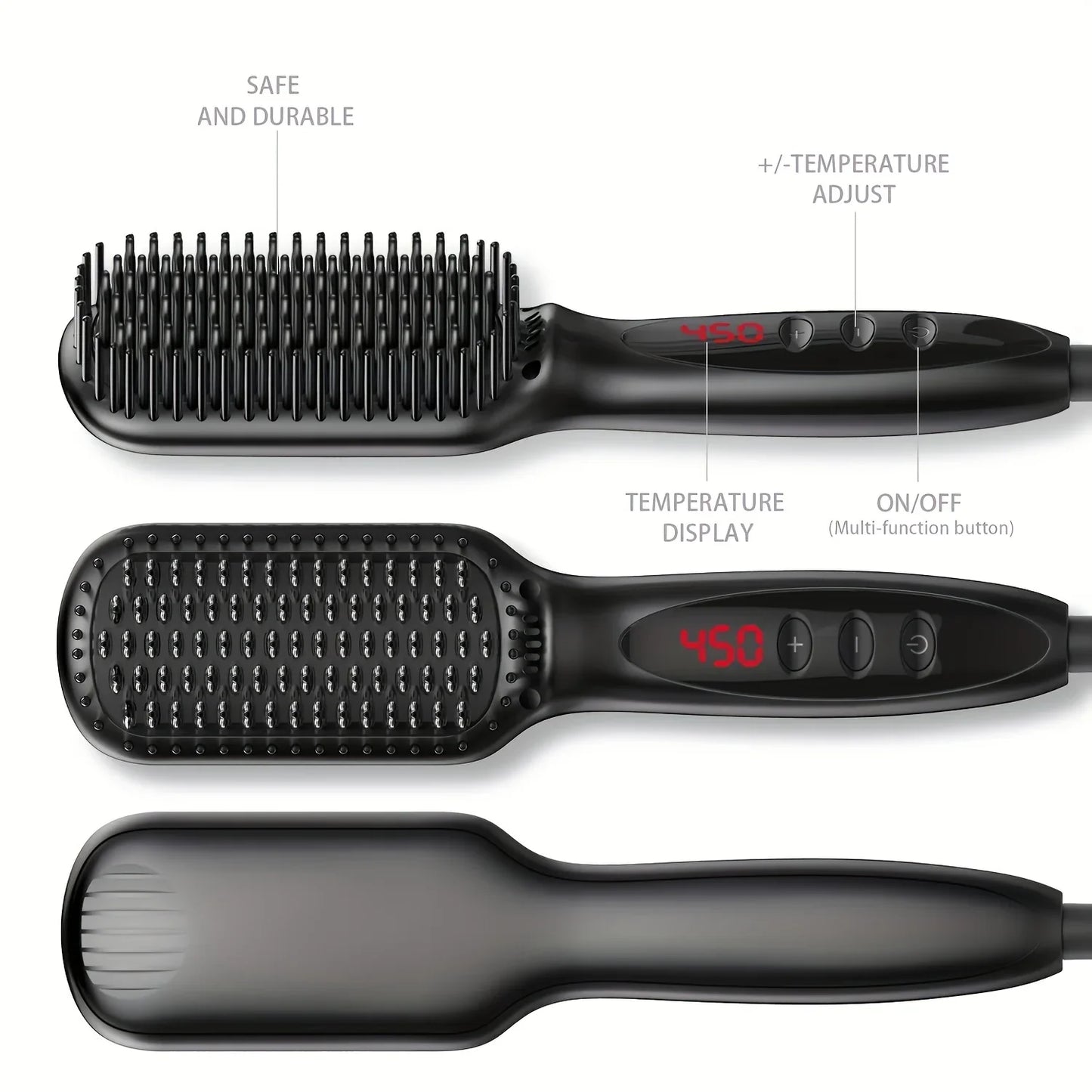 Ceramic Hair Straightener Brush for Smooth, Shiny Hair